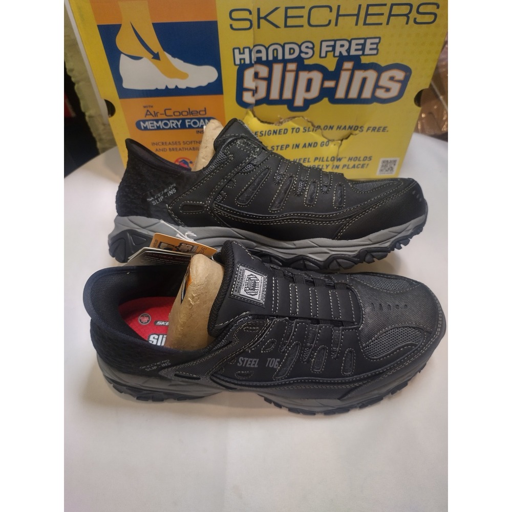 Skechers Hands Free Slip-in Cankton Faison Steel Toe Work Shoe Black 11.5 200211 - Picture 4 of 9